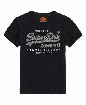 Superdry Vintage Logo Authentic Mid Weight Férfi Pólók Fekete | KMHYE0961